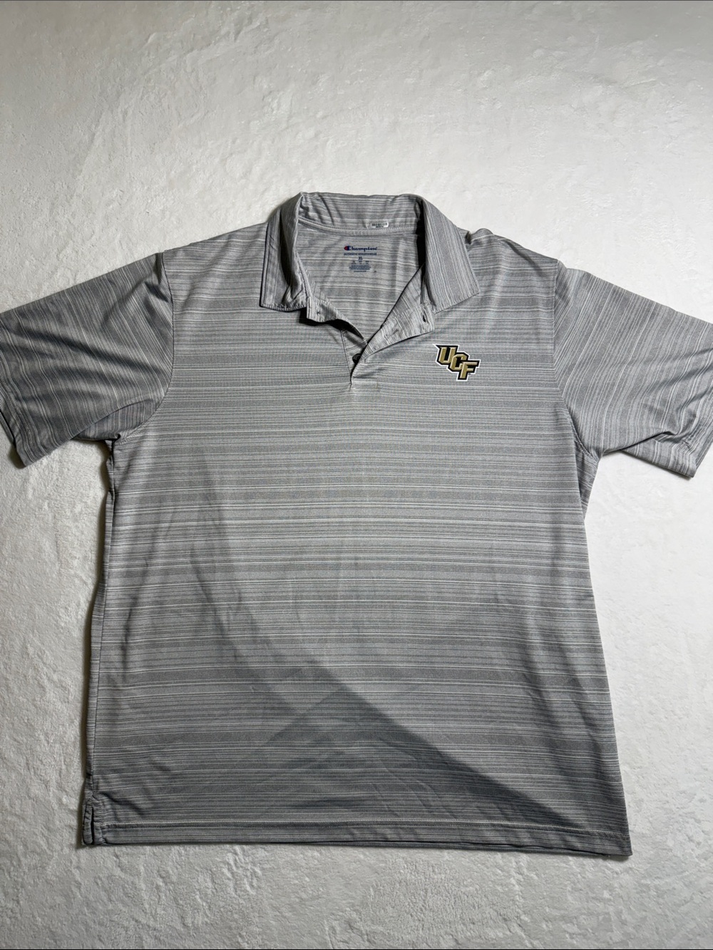Champion Men's Gray Striped UCF Polo